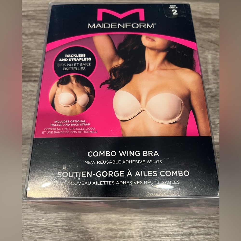 🇺🇸$5🇺🇸 Maidenform Backless Strapless Adhesive Bra Nude Size 2 Sizes 34A and 32B